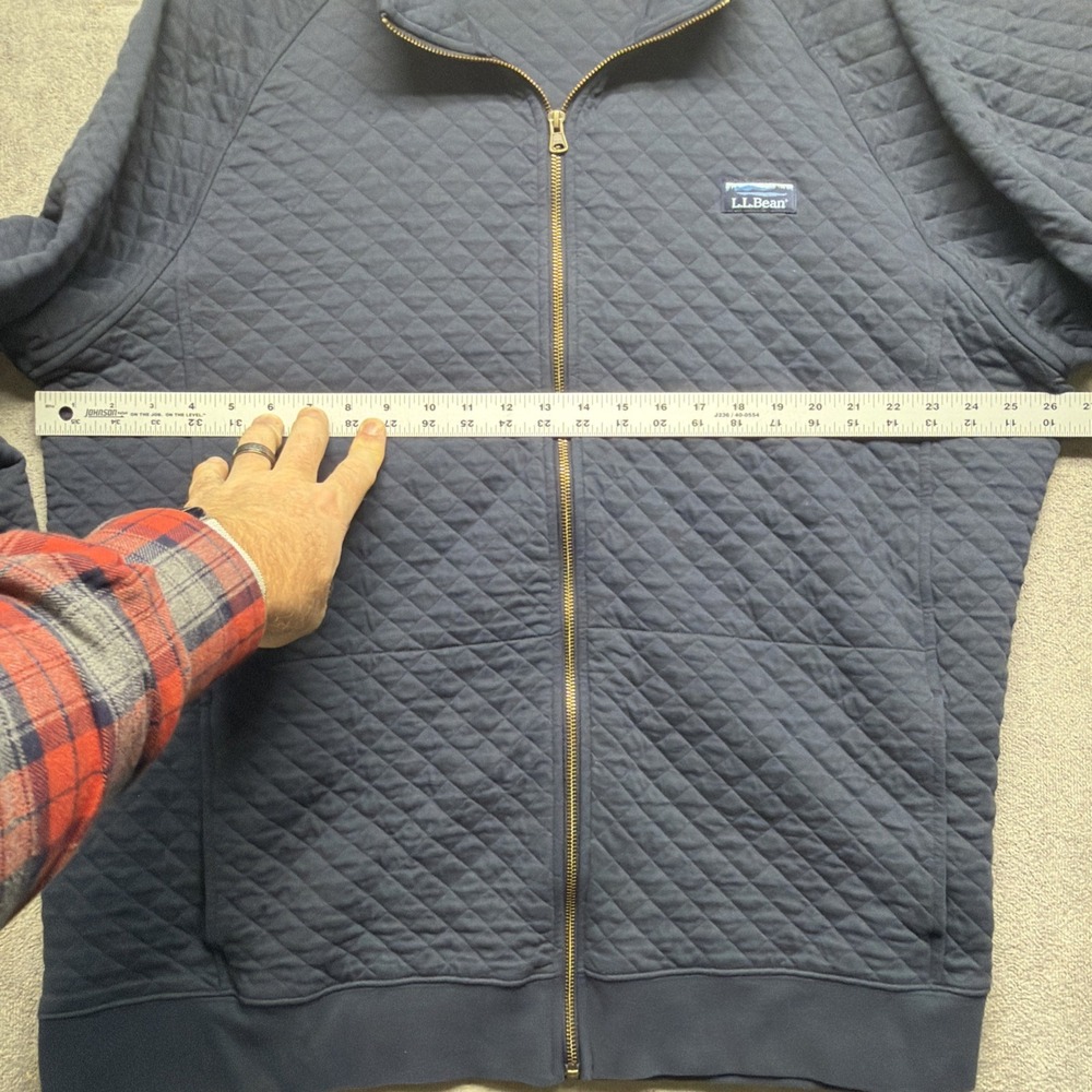 LL Bean Quilted Zip Jacket Men's Navy Blue Traditional Fit XXL Tall - Picture 5 of 9